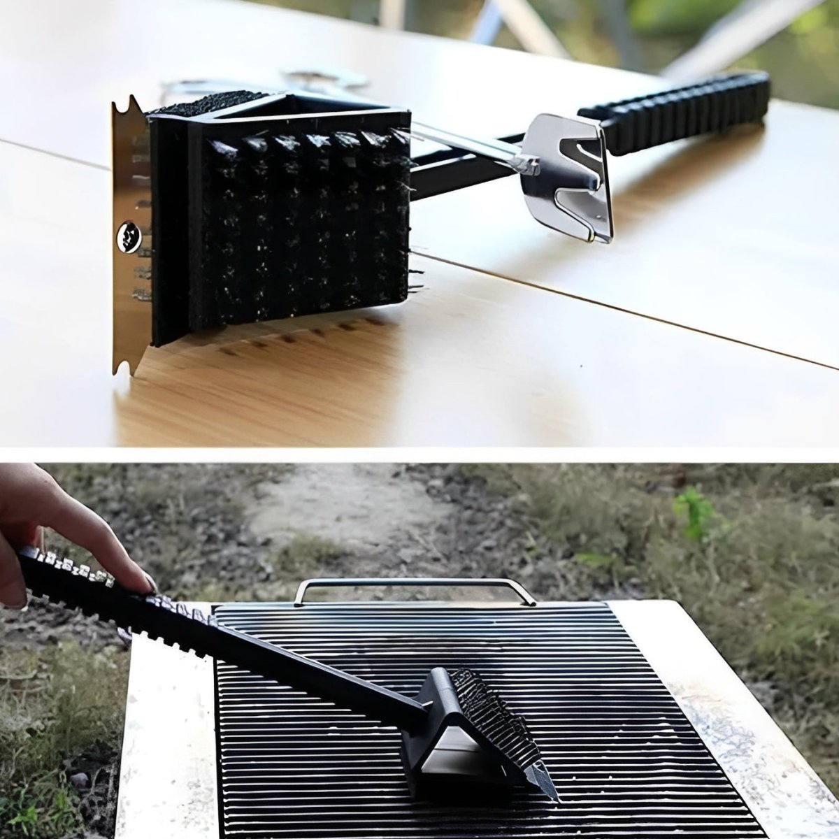 GRIMEX – Limpiador de parrillas con raspador y esponja para la limpieza y renovación de superficies de parrilla