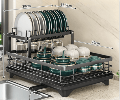 SPACEFLOW – Égouttoir à vaisselle élégant – Organisateur de cuisine peu encombrant en acier inoxydable