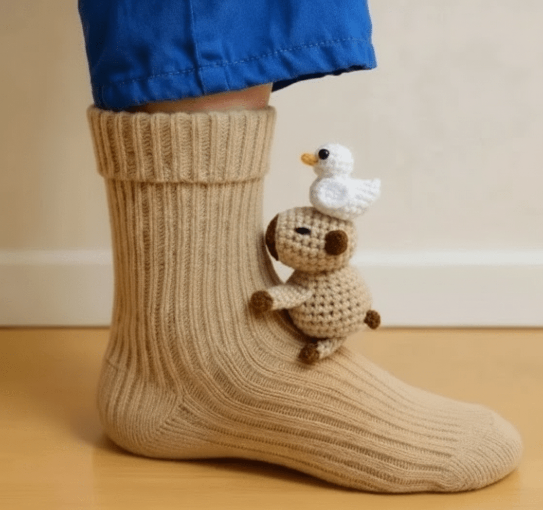 HUGFOOT – Kuschelige Haussocken mit Niedlichem 3D-Tierakzent & Sicherer Rutschfester Sohle