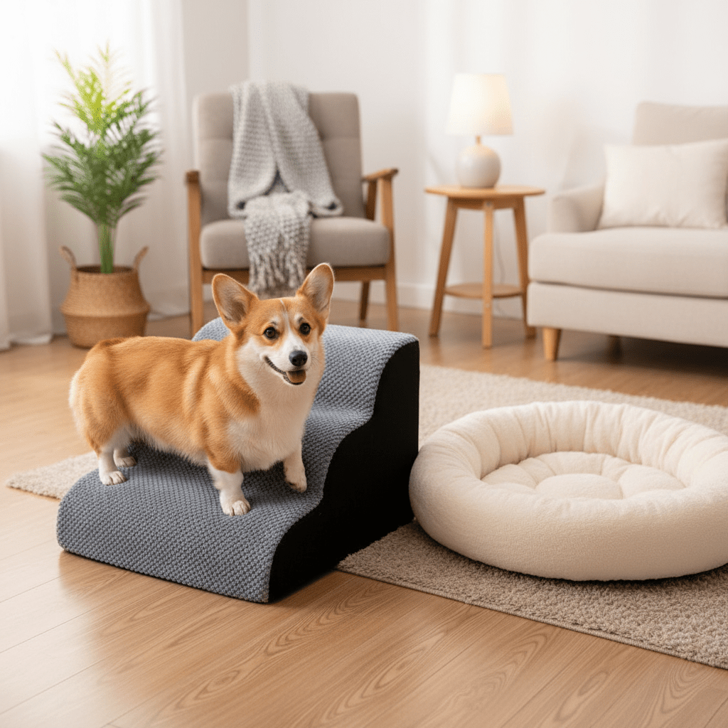 DENSESTEP – High-density foam dog stairs for safe indoor use