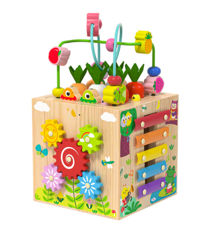 8-in-1 Montessori toy - multifunctional activity cube for the motor and cognitive development of babies