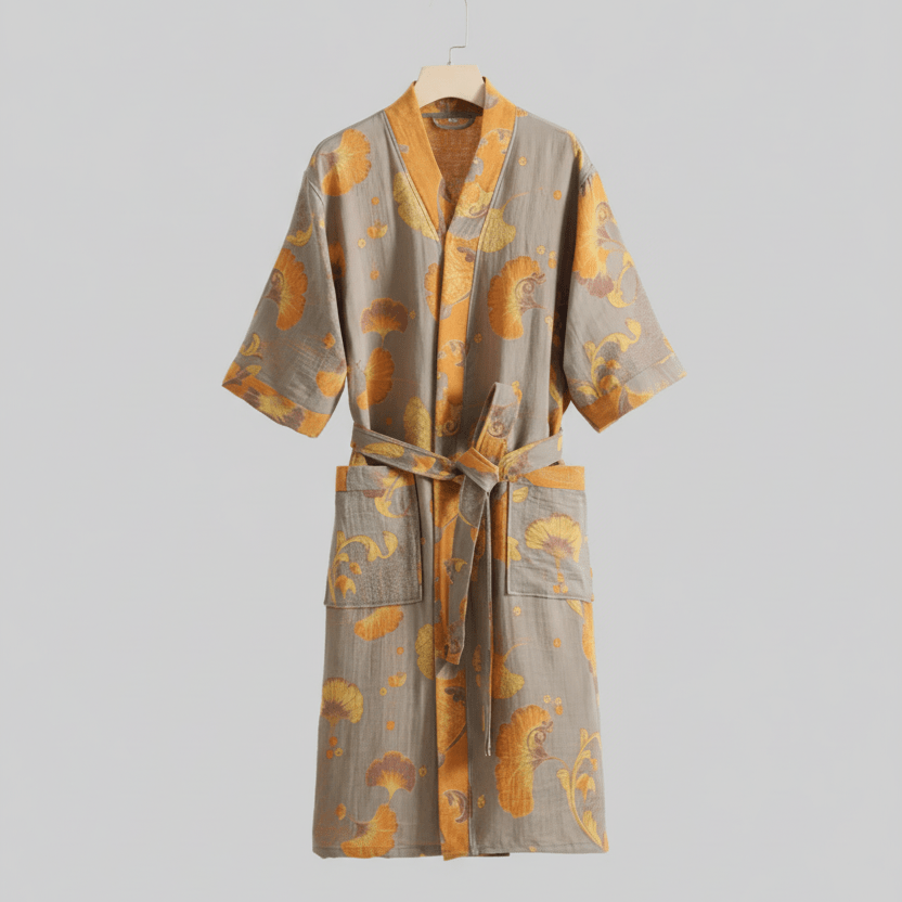 KIMOGINKO – Kimono-badjas van biologisch katoen voor ademend comfort