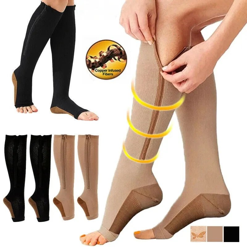 CIRCULARELIEF – Compression Socks with Zipper for Support and Relief