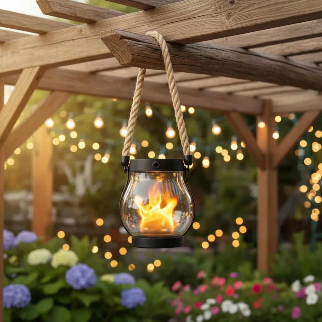 GARDENFLARE – Lanterna LED sospesa con effetto fiamma per esterni