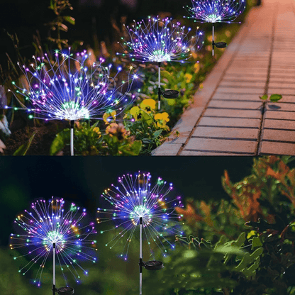 Solar tuinlamp – elegante LED vuurwerklichten voor buiten, IP65, op zonne-energie werkende verlichting