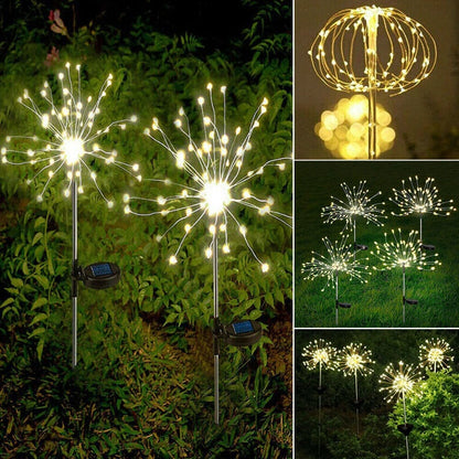Solar tuinlamp – elegante LED vuurwerklichten voor buiten, IP65, op zonne-energie werkende verlichting