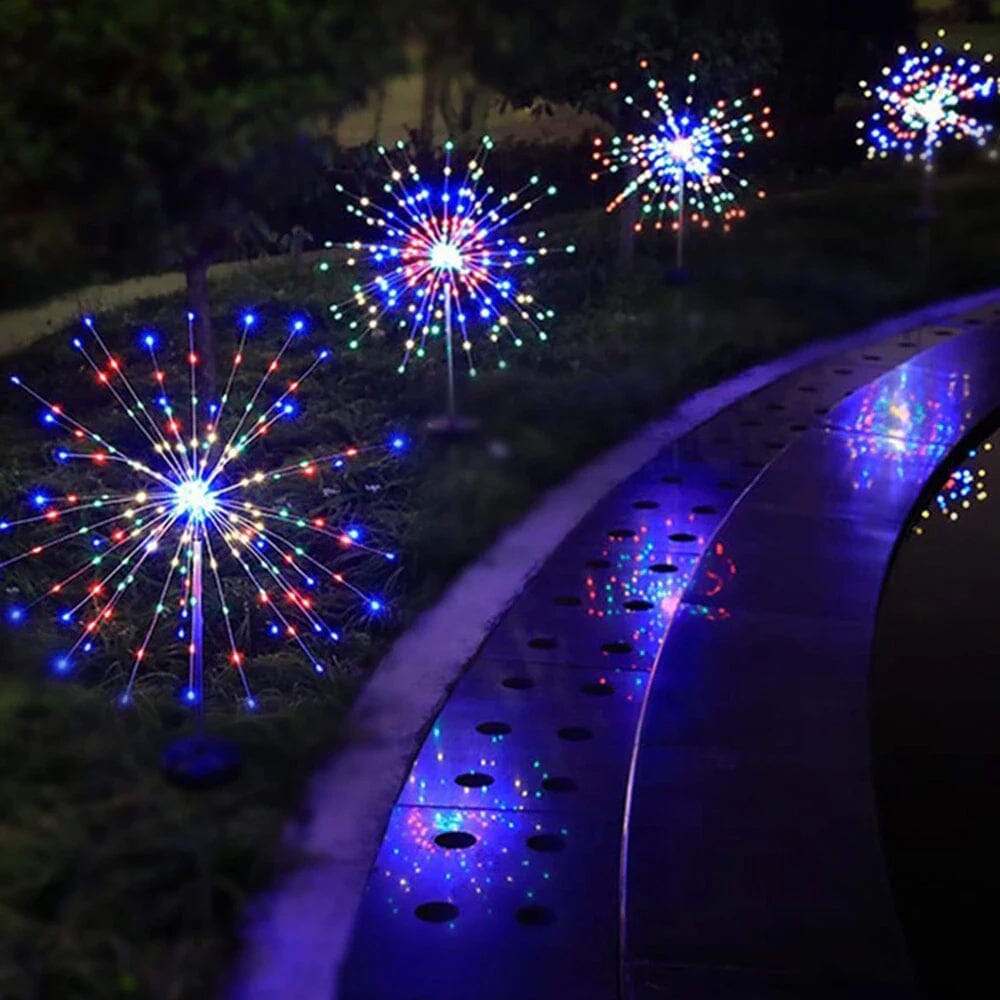 Solar tuinlamp – elegante LED vuurwerklichten voor buiten, IP65, op zonne-energie werkende verlichting