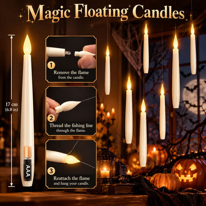 SPELLORA – Bougies LED flottantes avec télécommande en forme de baguette magique