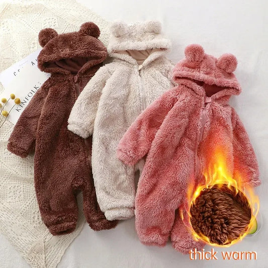 CozyCub Flannel Romper - Fluffy winter romper for babies