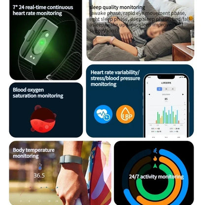 HealthTrack - Tracker fitness IP68 avec mesure de la fréquence cardiaque & de l'O2