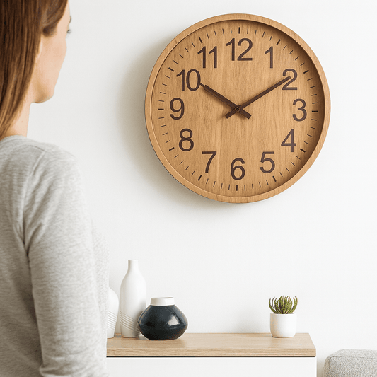Wooden clock - Natural charm for your home - 30 cm, quiet and stylish