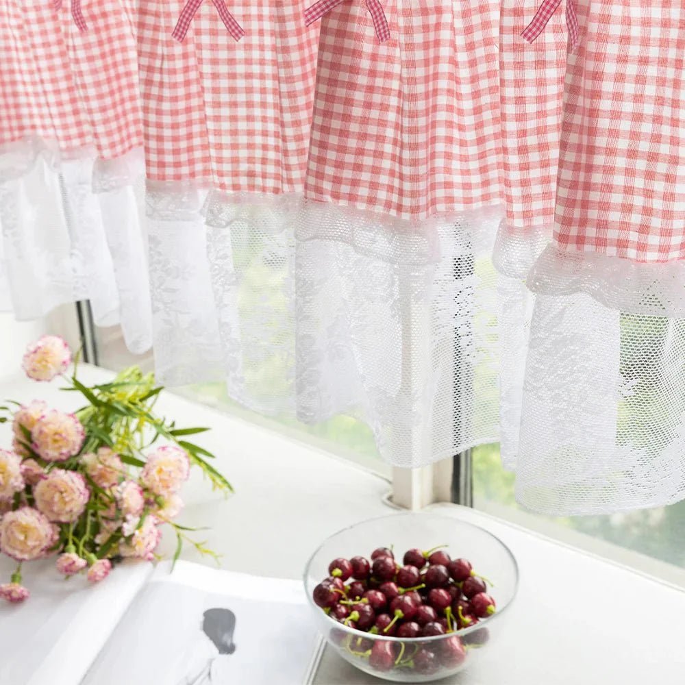 PLAIDELLA – Karierte Spitzen Halbfenster Vorhang