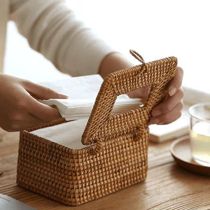 DECORATT – Porta fazzoletti in tessuto di rattan con aspetto artigianale e stile funzionale