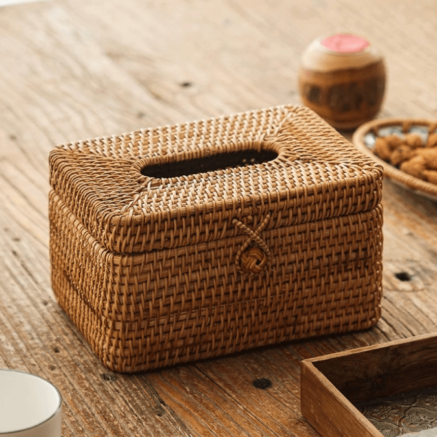DECORATT – Porta fazzoletti in tessuto di rattan con aspetto artigianale e stile funzionale