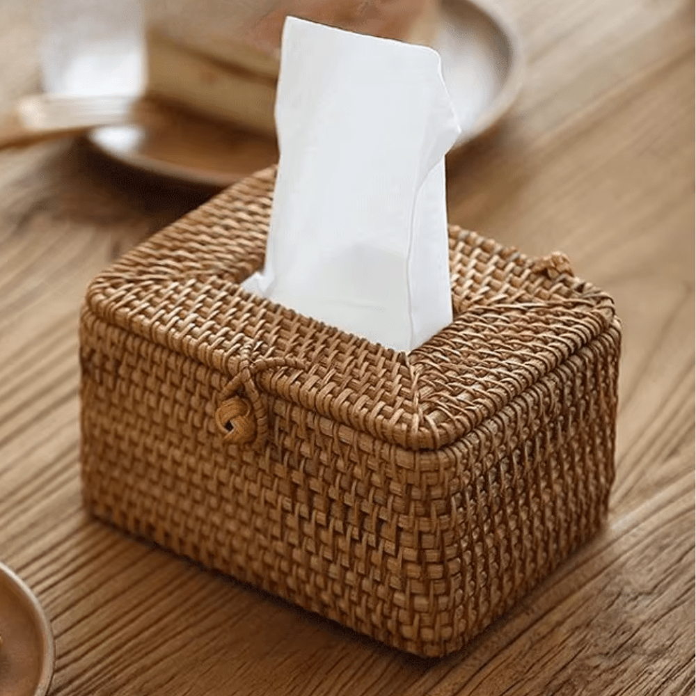 DECORATT – Porta fazzoletti in tessuto di rattan con aspetto artigianale e stile funzionale