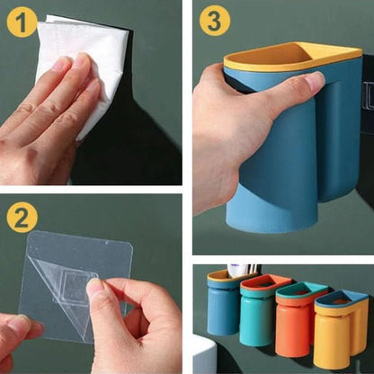 BRUSHDOCK – Wandhouder voor tandenborstels, zonder boren te monteren