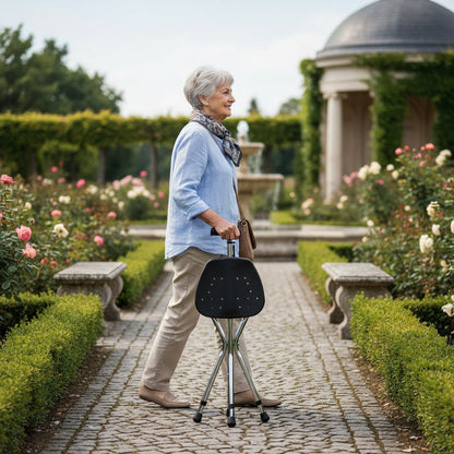 SEATWALK – Foldable walking stick with integrated seat for comfort on the go