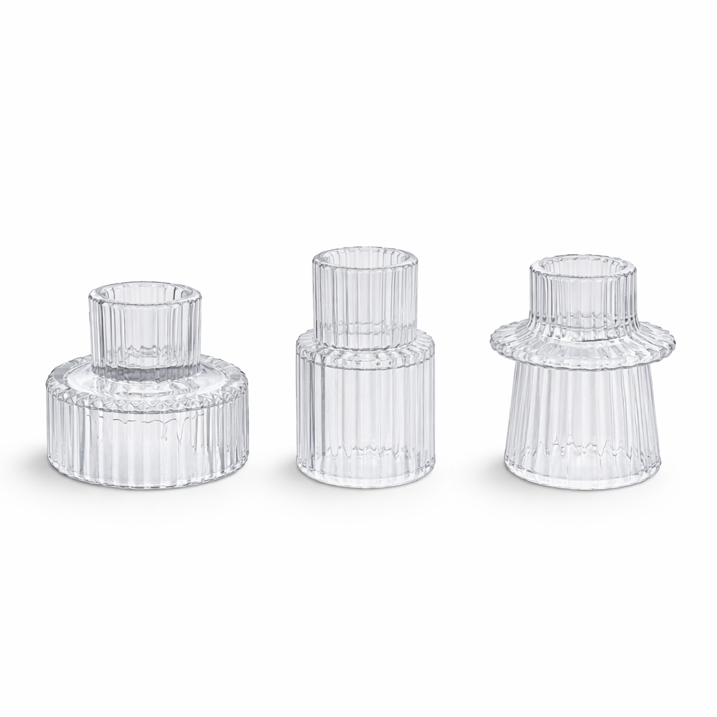 LUNELLE – Bougeoirs réversibles en lot de 3