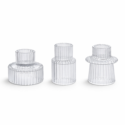 LUNELLE – Bougeoirs réversibles en lot de 3