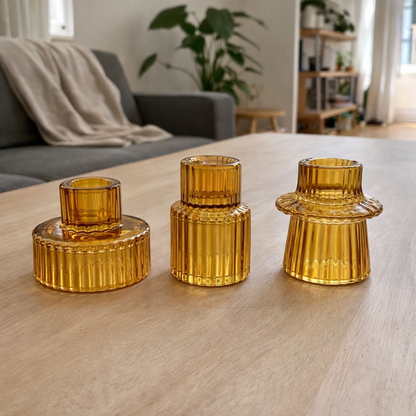 LUNELLE – Bougeoirs réversibles en lot de 3