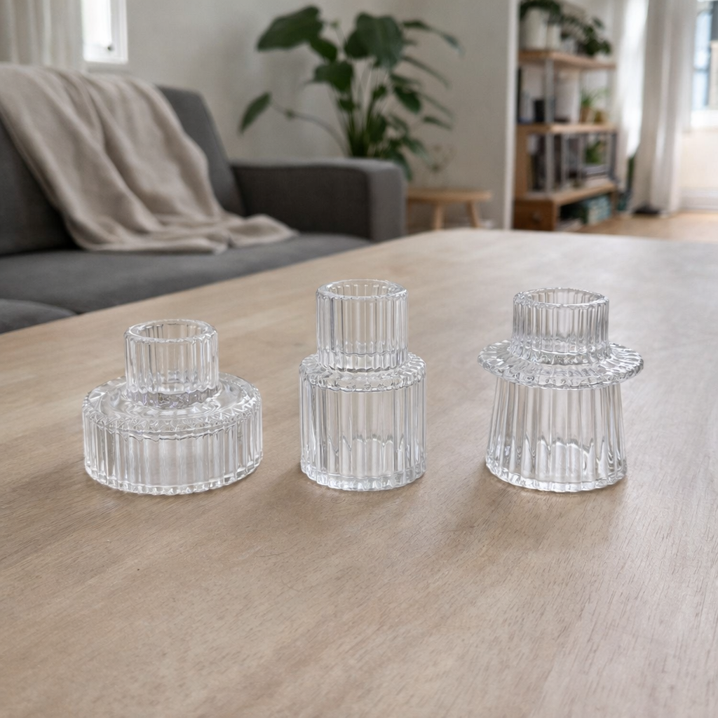 LUNELLE – Bougeoirs réversibles en lot de 3