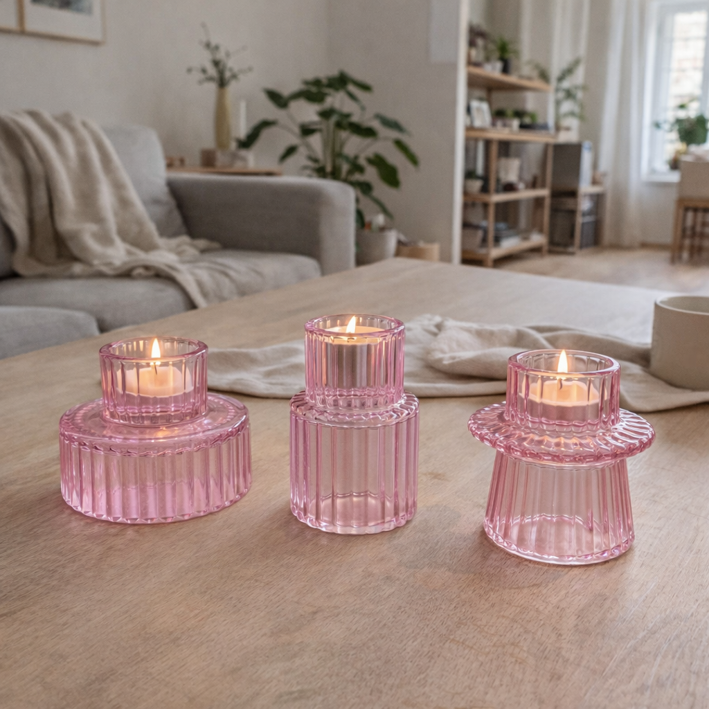 LUNELLE – Bougeoirs réversibles en lot de 3