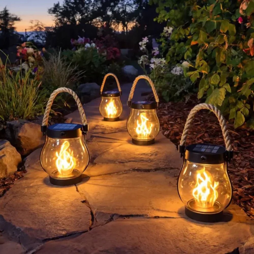 GARDENFLARE – Linterna LED colgante con efecto de llama para exteriores