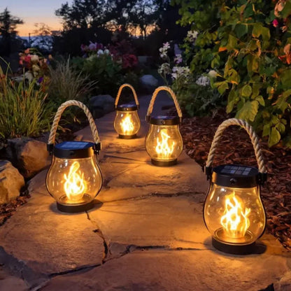 GARDENFLARE – Linterna LED colgante con efecto de llama para exteriores