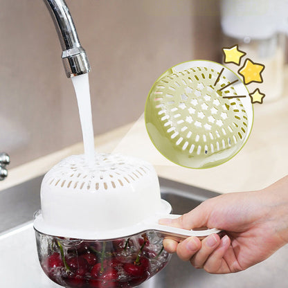 Multifunktionaler Abflusskorb mit Griff – Zwei-Schichten-System für Obst und Gemüse-4