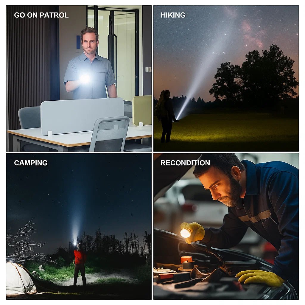 LUMATRON – Lampe de poche LED puissante avec 100000 lumens, recharge USB et design zoom étanche