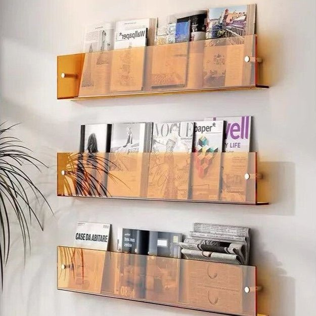 MODURACK – Soporte de pared minimalista de acrílico para revistas en espacios modernos
