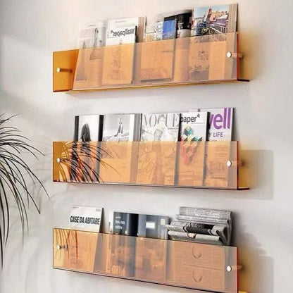 MODURACK – Soporte de pared minimalista de acrílico para revistas en espacios modernos