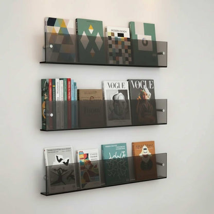 MODURACK – Soporte de pared minimalista de acrílico para revistas en espacios modernos