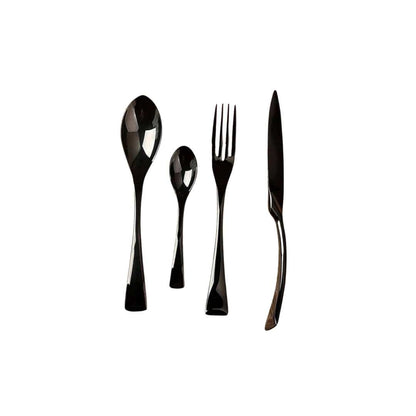NOIRVIA – Cubiertos de acero inoxidable negro elegante para arreglos de mesa sofisticados