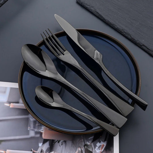 NOIRVIA – Couverts en acier inoxydable noir élégants pour des arrangements de table raffinés