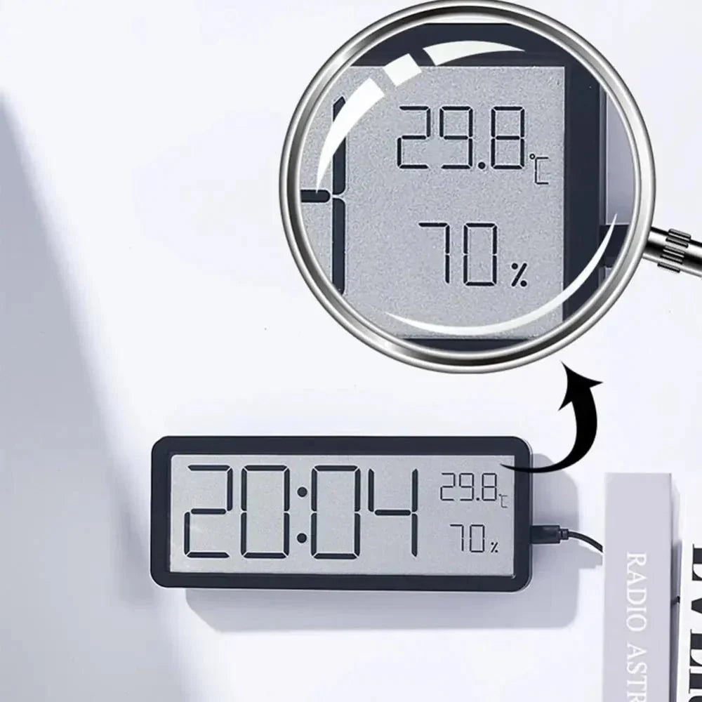 TEMPOTIX – Horloge murale LED digitale avec affichage clair de l'heure et de la température