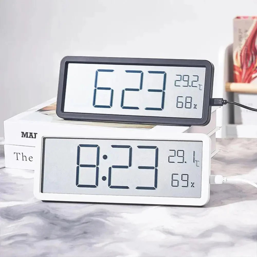 TEMPOTIX – Horloge murale LED digitale avec affichage clair de l'heure et de la température
