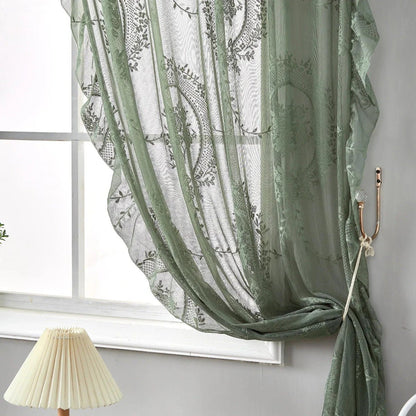 LACEVERA – Tende vintage verdi in pizzo floreale