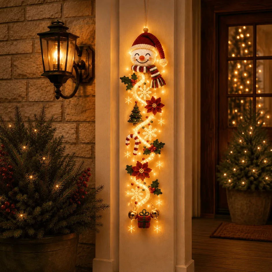 NOELVYN – Décoration de Noël lumineuse pour la porte avec lumières en spirale