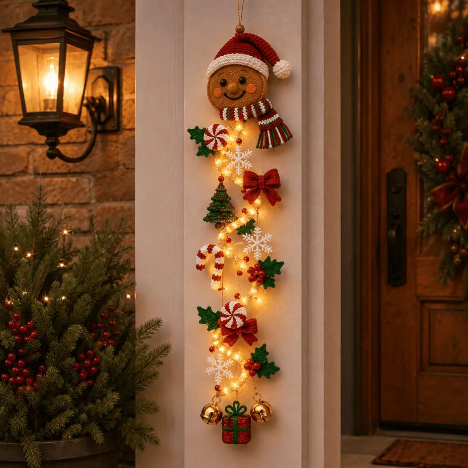 NOELVYN – Décoration de Noël lumineuse pour la porte avec lumières en spirale