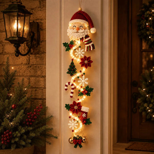 NOELVYN – Decoración navideña iluminada para la puerta con luces en espiral