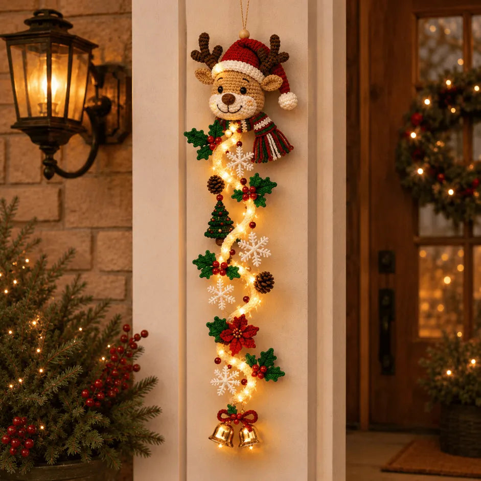 NOELVYN – Décoration de Noël lumineuse pour la porte avec lumières en spirale