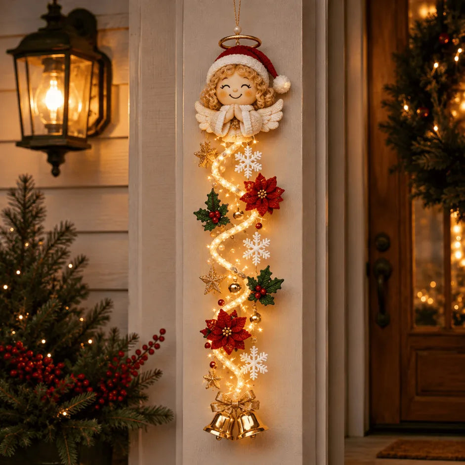 NOELVYN – Décoration de Noël lumineuse pour la porte avec lumières en spirale