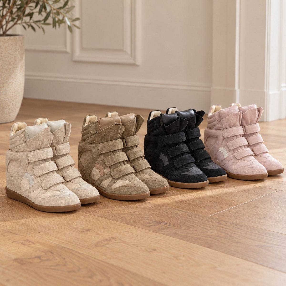 VELORIA – Baskets montantes pour femme avec talon compensé dissimulé
