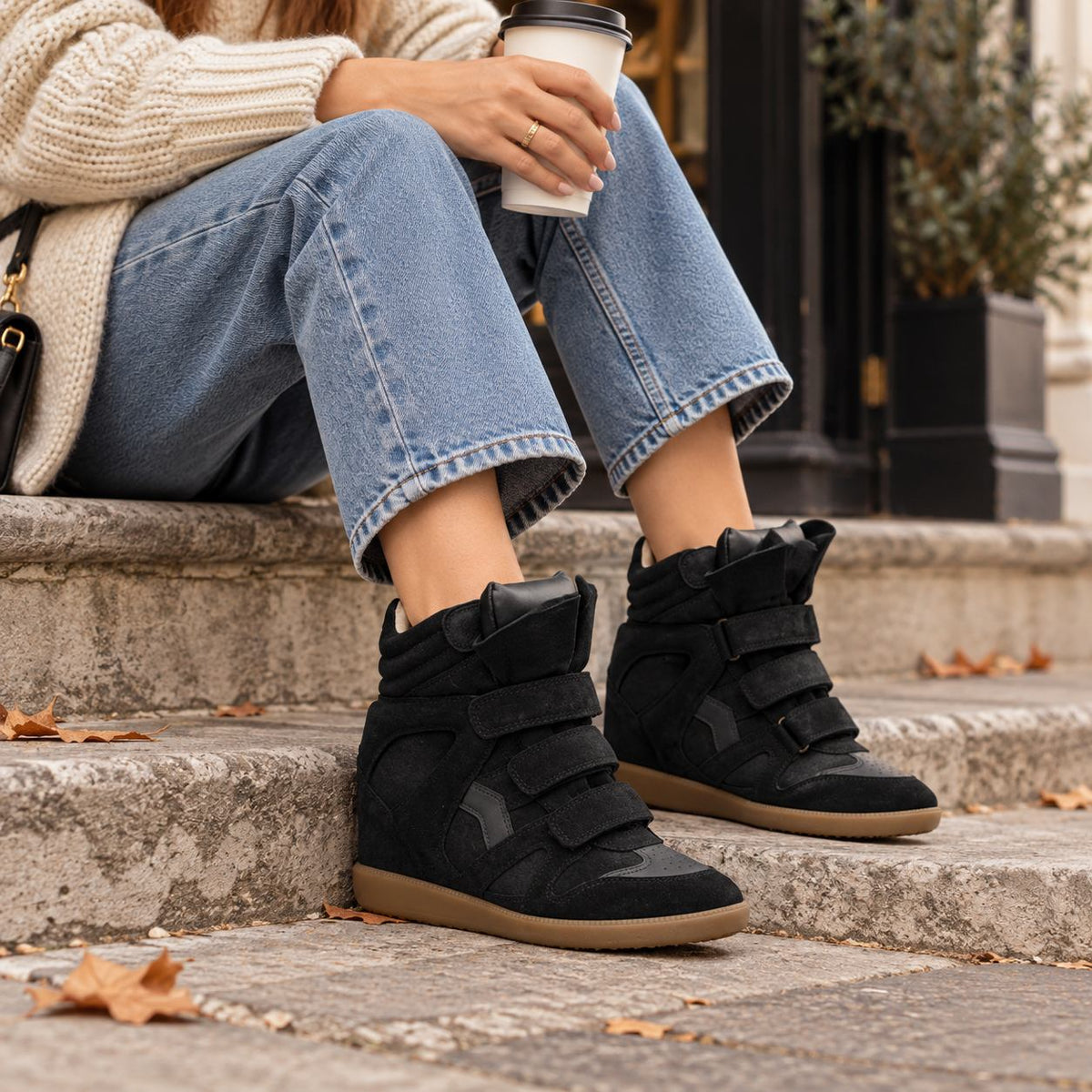 VELORIA – Baskets montantes pour femme avec talon compensé dissimulé