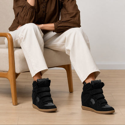 VELORIA – Baskets montantes pour femme avec talon compensé dissimulé