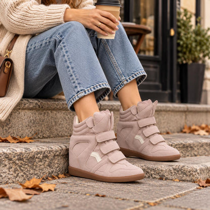 VELORIA – Baskets montantes pour femme avec talon compensé dissimulé