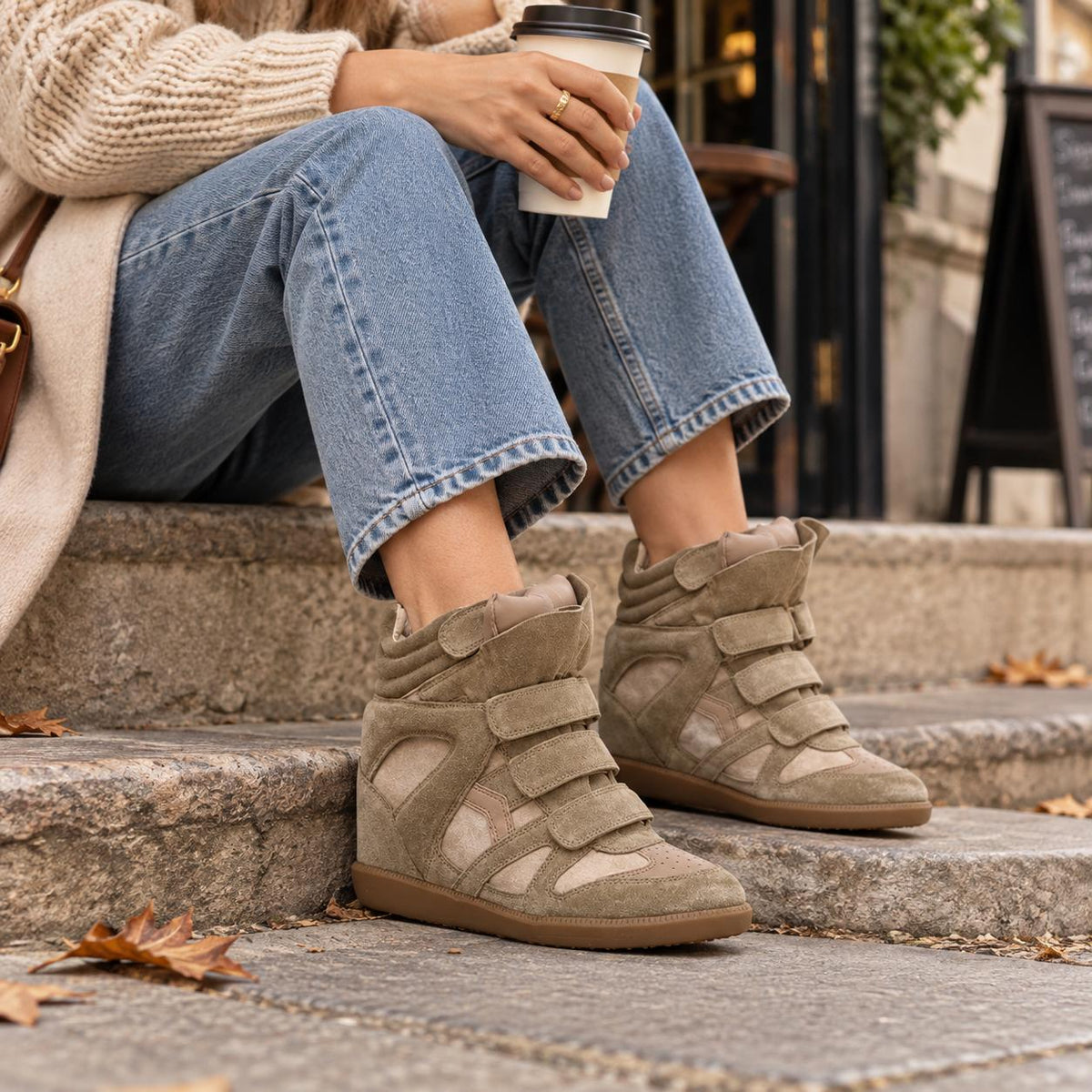 VELORIA – Baskets montantes pour femme avec talon compensé dissimulé